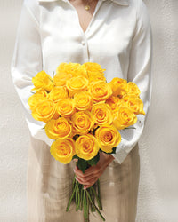 Yellow Bright long stem yellow roses by Rose Farmers